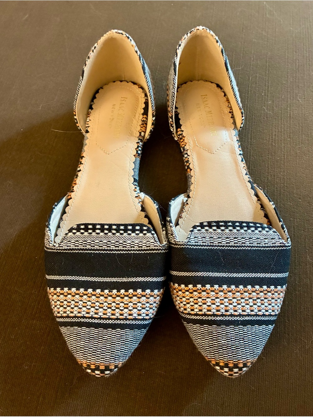 Isaac Mizrahi New York Pointed-Toe D'Orsay Flats Woven Tapestry Multicolor 7.5